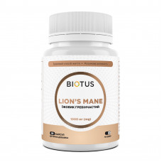 Їжовик гребінчастий, Lion's Mane, Biotus, 1000 мг, 30 капсул