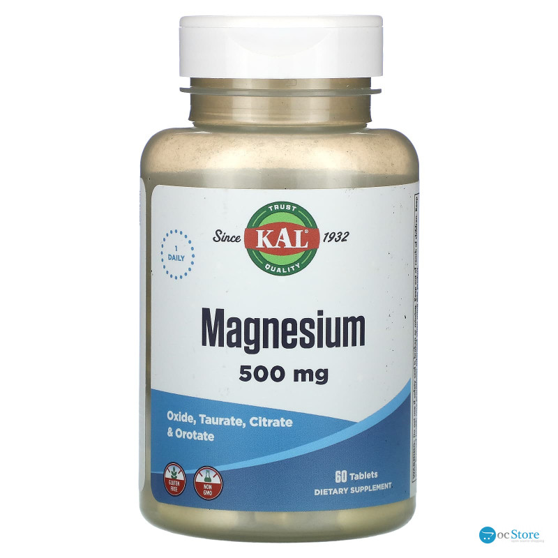Магній, Magnesium, KAL, 500 мг, 60 таблеток