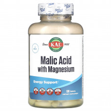 Яблучна кислота, Malic Acid, KAL, з магнієм, 120 таблеток