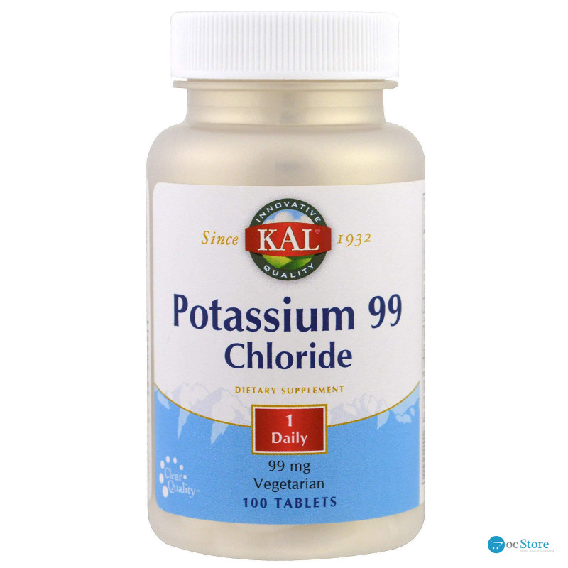 Калій хлорид, Potassium Chloride, KAL, 99 мг, 100 таблеток