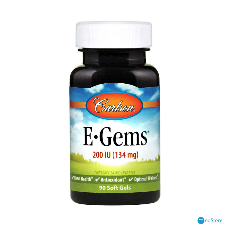 Вітамін Е, E-Gems Natural Vitamin E, Carlson, 134 мг (200 МО), 90 гелевих капсул