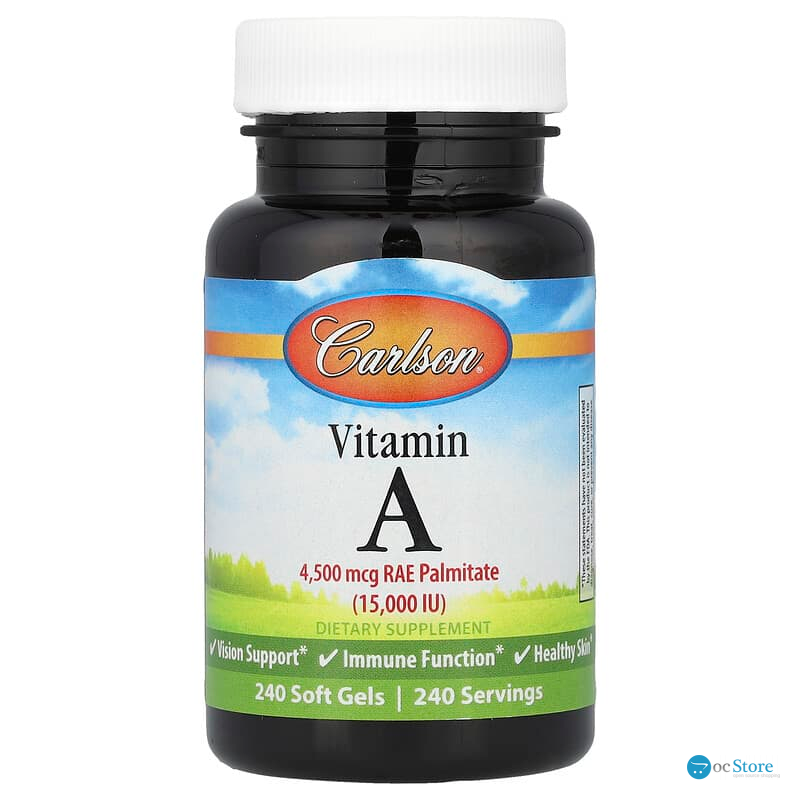 Вітамін А, Vitamin A, Carlson, 4500 мкг RAE (15 000 МО), 240 гелевих капсул
