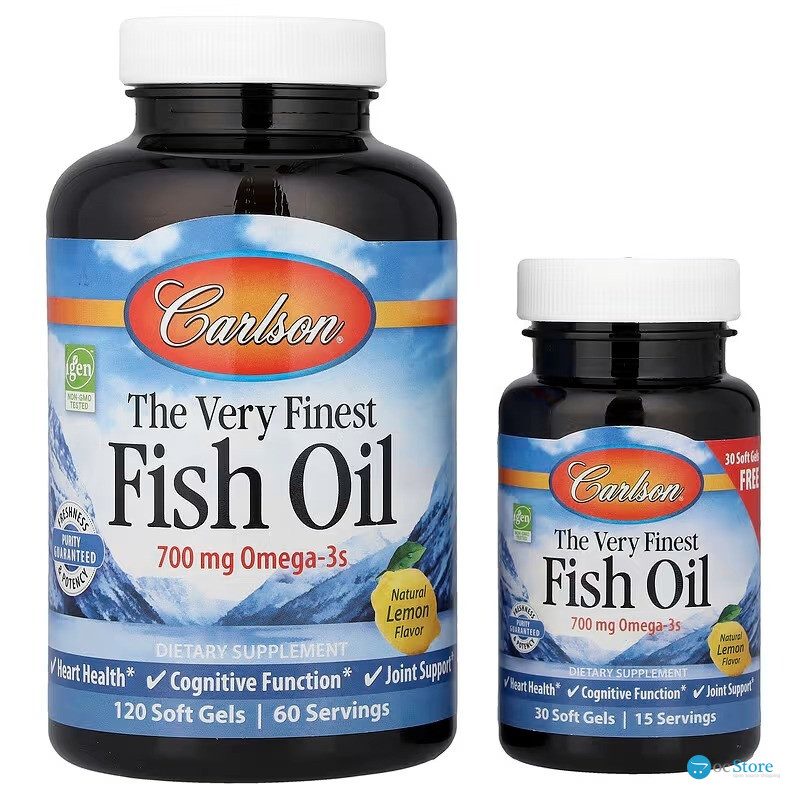 Риб'ячий жир, The Very Finest Fish Oil, Carlson, смак лимона, 700 мг, 120 + 30 гелевих капсул