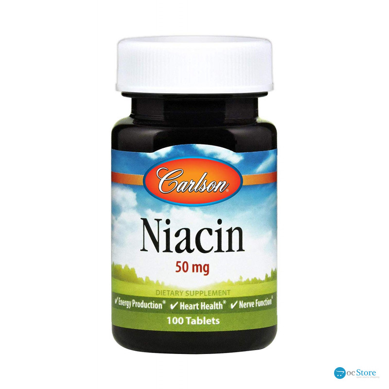 Ніацин (Вітамін В3), Niacin, Carlson, 50 мг, 100 таблеток