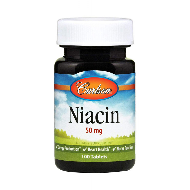 Ніацин (Вітамін В3), Niacin, Carlson, 50 мг, 100 таблеток