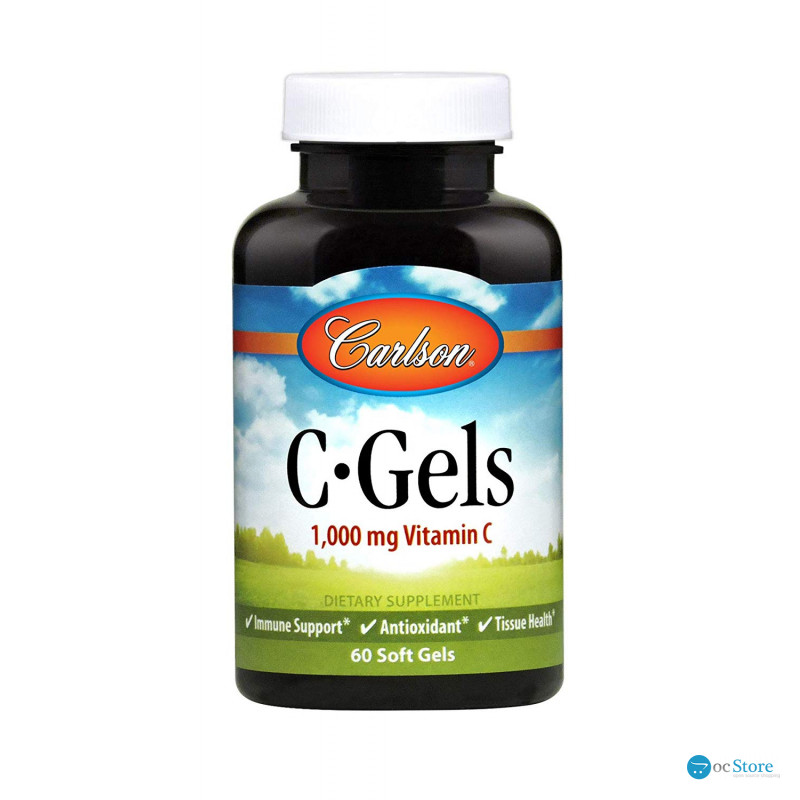 Вітамін C, C-Gel, Carlson, 1000 мг, 60 гелевих капсул