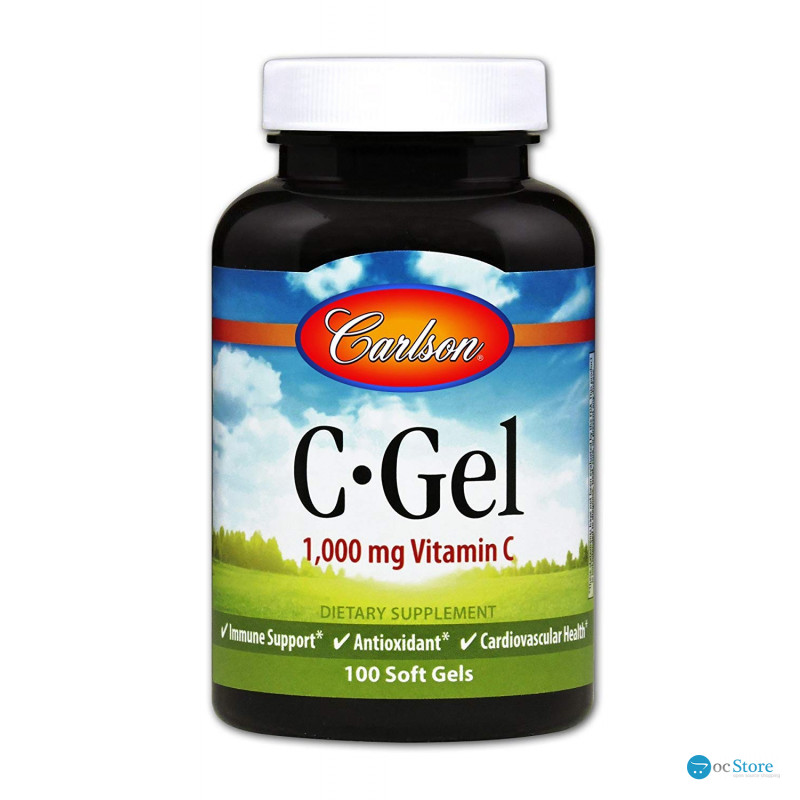 Вітамін C, C-Gel, Carlson, 1000 мг, 100 гелевих капсул