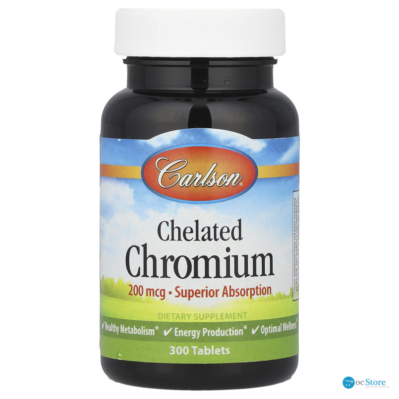 Хром хелат, Chelated Chromium, Carlson, 200 мкг, 300 таблеток