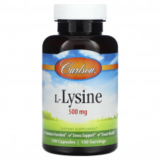 L-лізин, L-Lysine, Carlson, 500 мг, 100 капсул