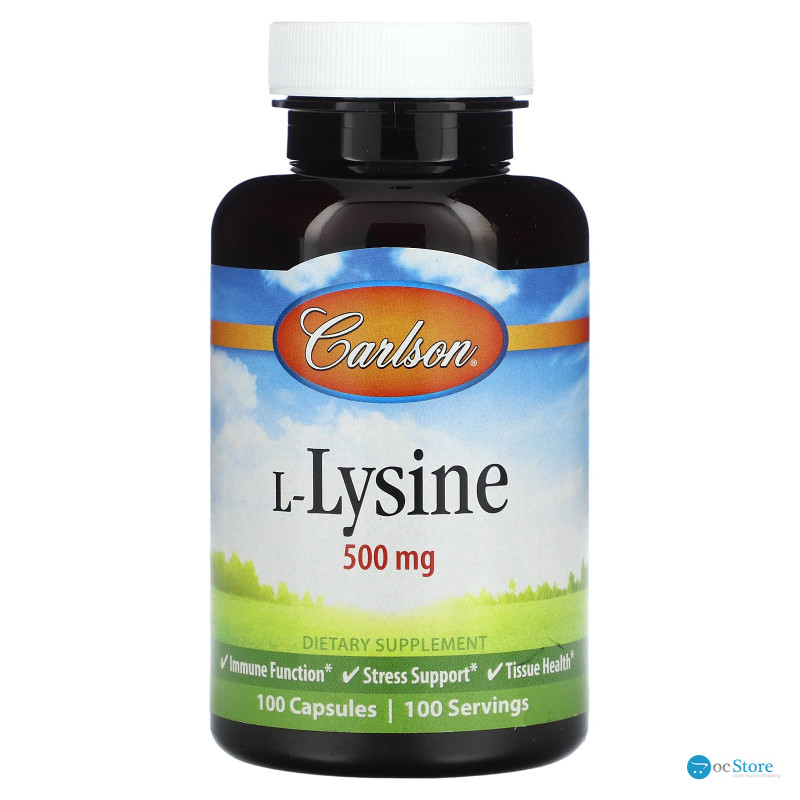 L-лізин, L-Lysine, Carlson, 500 мг, 100 капсул