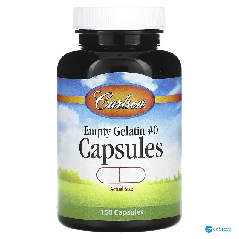 Желатинова капсула середня # 0, Empty Gelatin Capsule Medium # 0, Carlson, порожня, 150 капсул