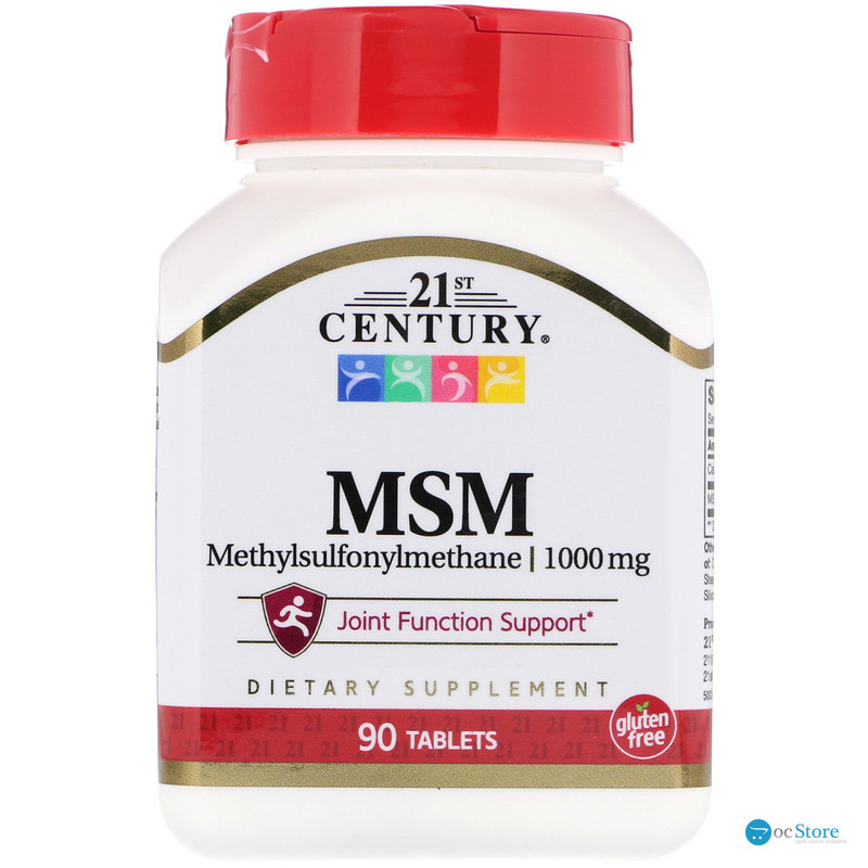 Метилсульфонілметан МСМ, MSM, 21st Century, 1000 мг, 90 таблеток