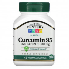 Куркумін 95, Curcumin 95, 21st Century, 500 мг, 45 вегетаріанських капсул