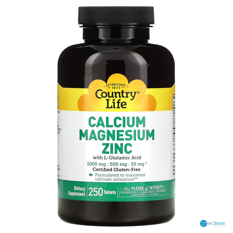 Кальцій магній цинк, Calcium Magnesium Zinc, Country Life, 250 таблеток