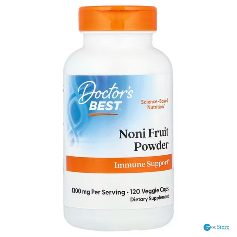 Ноні, Noni, Doctor's Best, порошок із фруктів, 1300 мг, 120 вегетаріанських капсул (650 мг у капсулі)