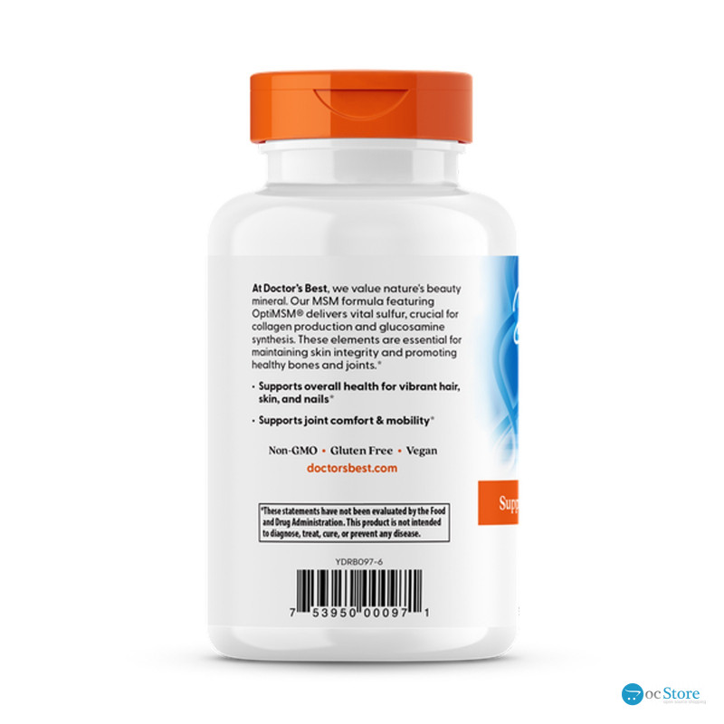 Метилсульфонилметан, МСМ, MSM with OptiMSM®, Doctor's Best, з OptiMSM®, 1500 мг, 120 таблеток