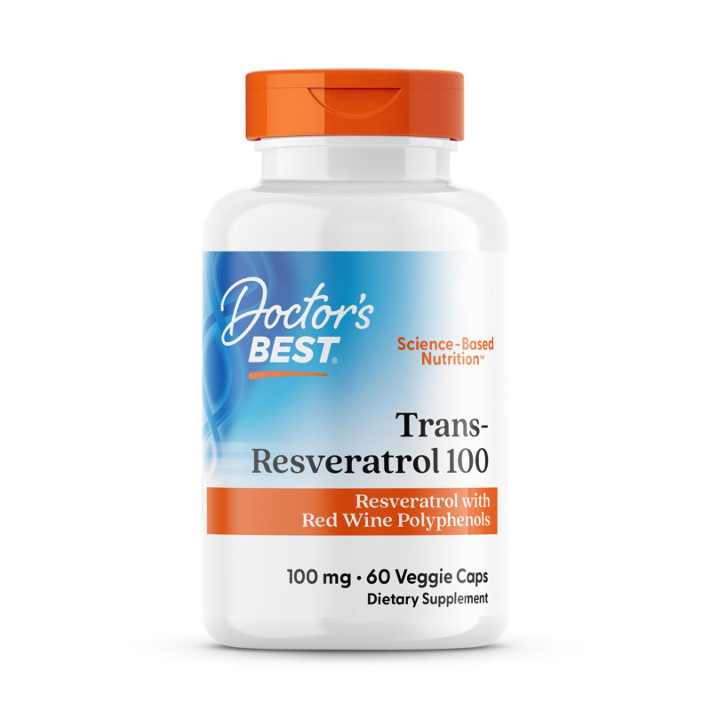 Ресвератрол, Trans-Resveratrol 100 з ResVinol, Doctor's Best, 100 мг, 60 капсул
