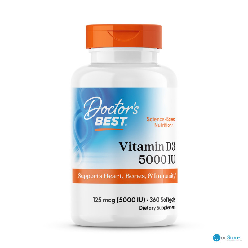 Вітамін D3, Vitamin D3, Doctor's Best, 125 мкг (5000 МО), 360 гелевих капсул
