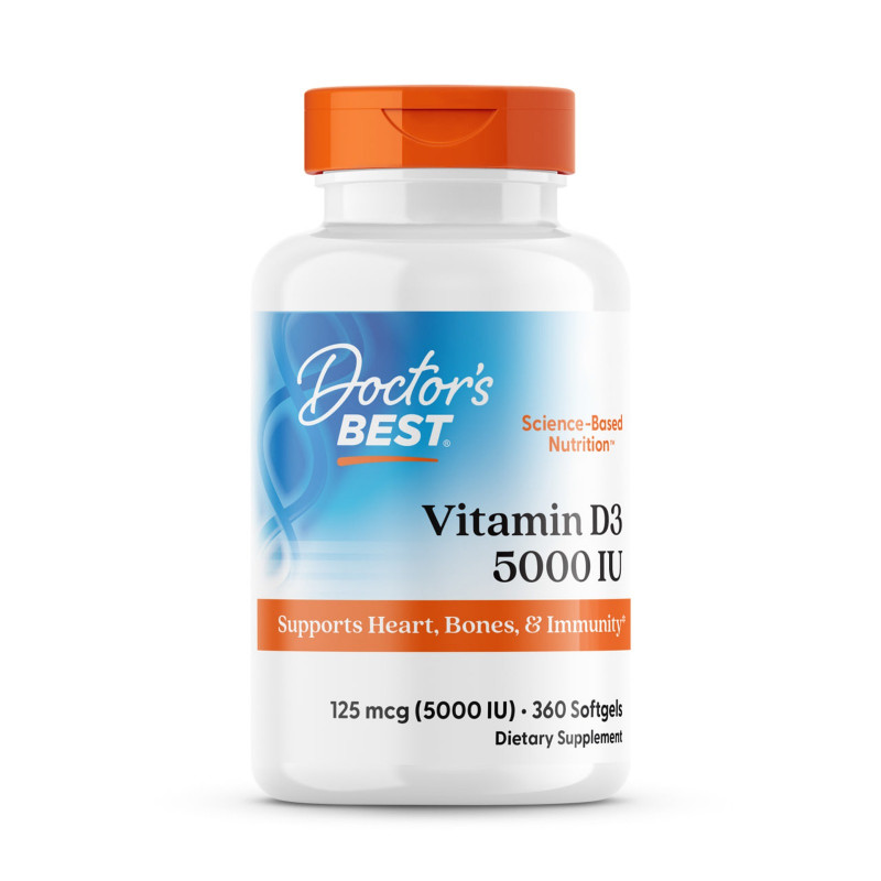 Вітамін D3, Vitamin D3, Doctor's Best, 125 мкг (5000 МО), 360 гелевих капсул