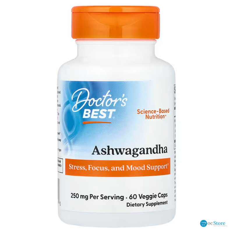 Ашваганда, Ashwagandha, Doctor's Best, 250 мг, 60 веганських капсул (125 мг у капсулі)