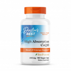 Коензим Q10, High Absorption CoQ10, Doctor's Best, з біоперином, з високим ступенем засвоєння, 200 мг, 180 веганських капсул
