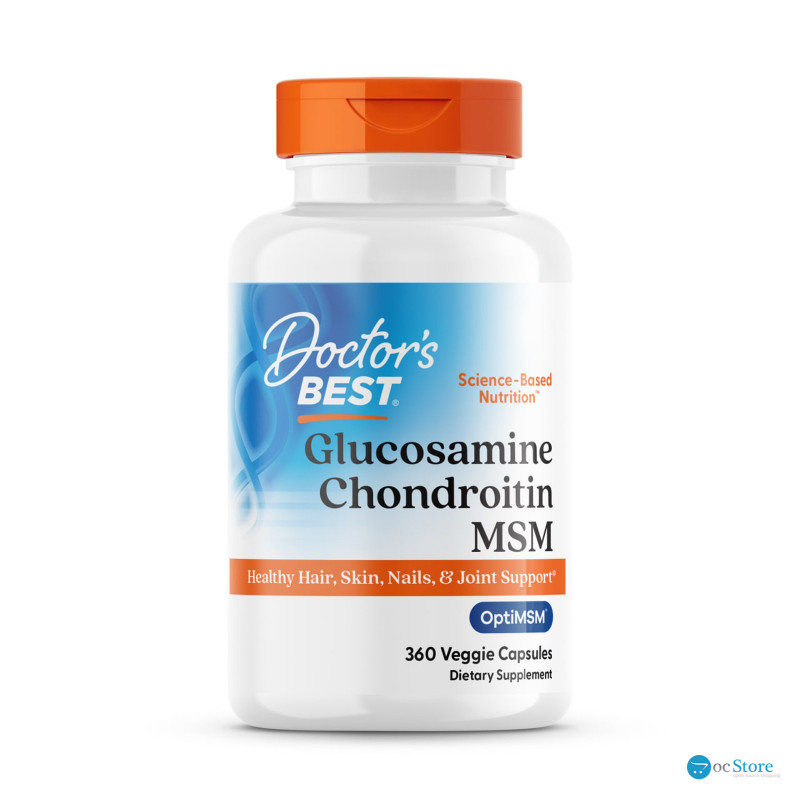 Глюкозамін хондроїтин МСМ, Glucosamine Chondroitin MSM, Doctor's Best, 360 вегетаріанських капсул
