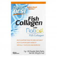 Колаген риб'ячий, Fish Collagen with Naticol, Doctor's Best, з Naticol, 5 г, 30 стиків (150 г)