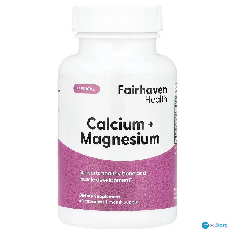 Кальцій та магній, Prenatal Calcium + Magnesium, Fairhaven Health, пренатальний, 60 капсул