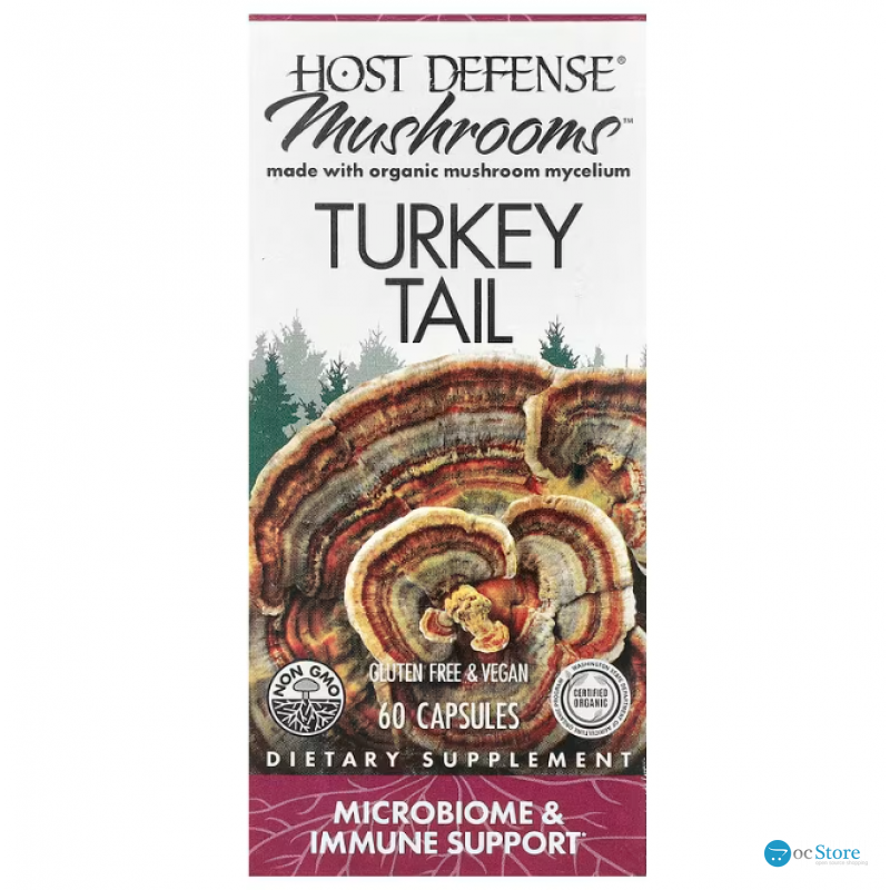 Траметес різнокольоровий, Turkey Tail, Fungi Perfecti, Host Defense, 60 капсул