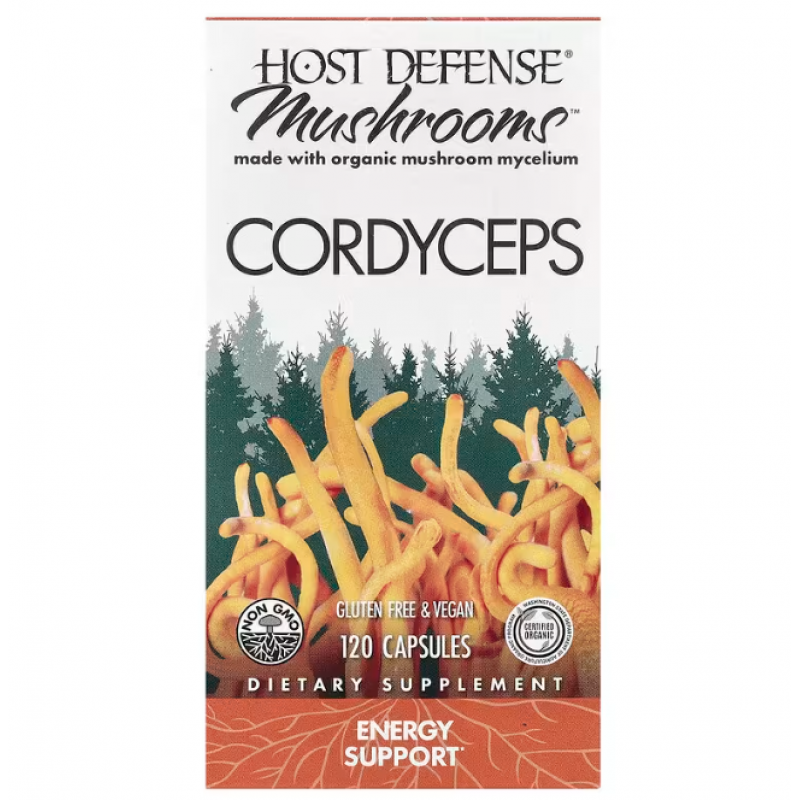 Кордицепс, Cordyceps, Host Defense, для захисту організму, енергетична підтримка, 1 г, 120 вегетаріанських капсул