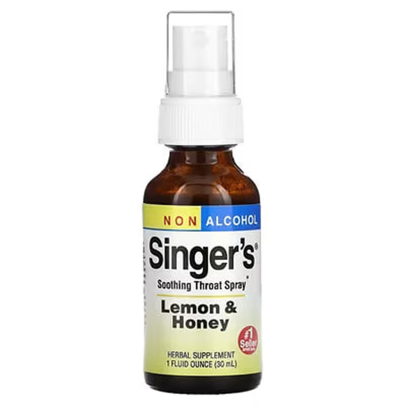 Спрей для горла заспокійливий, Singer's, Soothing Throat Spray, Herbs Etc., без спирту, лимон та мед, 30 мл
