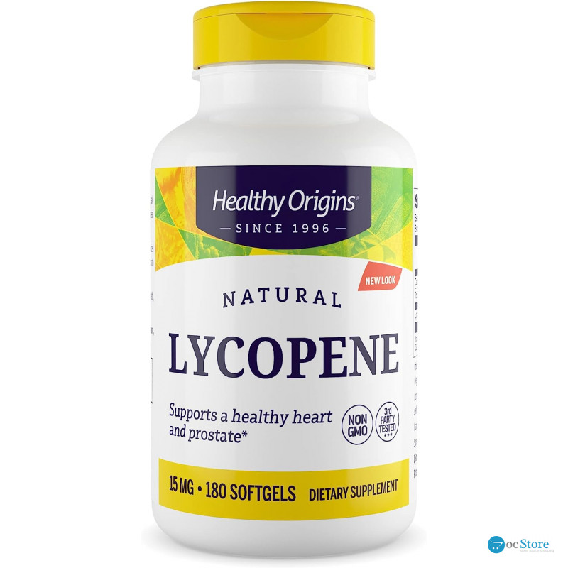 Лікопін, Natural Lycopene, Healthy Origins, 15 мг, 180 гелевих капсул