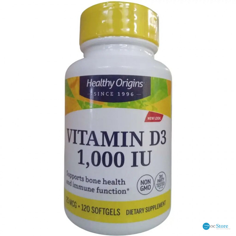 Вітамін D3 в маслі МСТ, Vitamin D3 in MCT Oil, Healthy Origins, 1000 МО, 120 гелевих капсул