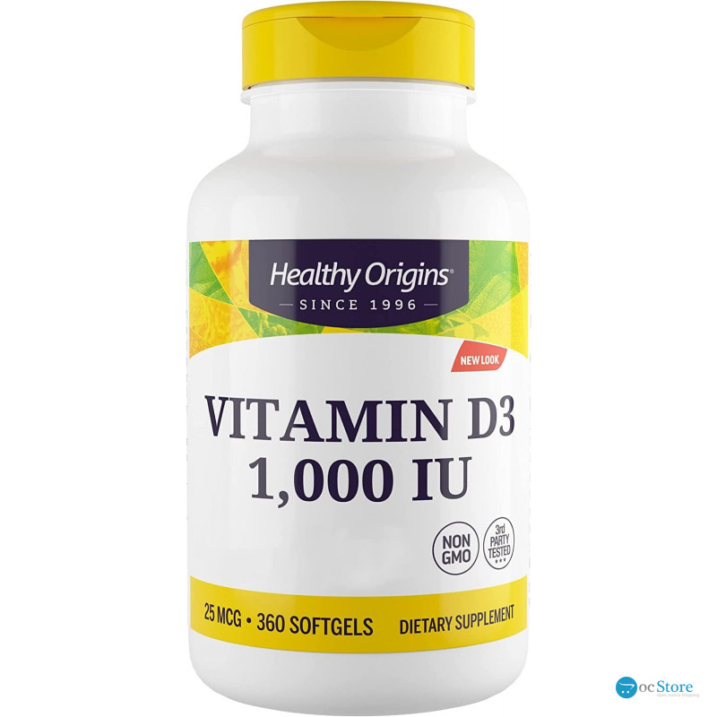Вітамін D3 в маслі МСТ, Vitamin D3 in MCT Oil, Healthy Origins, 1000 МО, 360 гелевих капсул