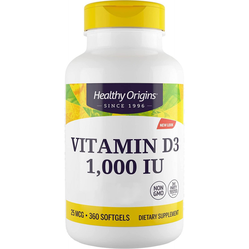Вітамін D3 в маслі МСТ, Vitamin D3 in MCT Oil, Healthy Origins, 1000 МО, 360 гелевих капсул