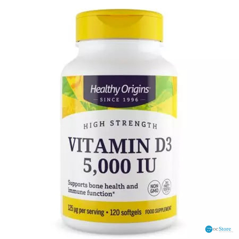 Вітамін D3 в олії МСТ, Vitamin D3 in MCT Oil, Healthy Origins, 5000 МО, 120 гелевих капсул