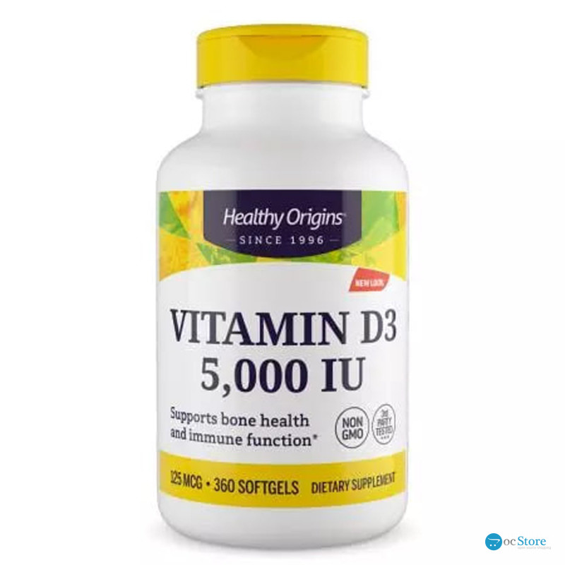 Вітамін D3 в олії МСТ, Vitamin D3 in MCT Oil, Healthy Origins, 5000 МО, 360 гелевих капсул
