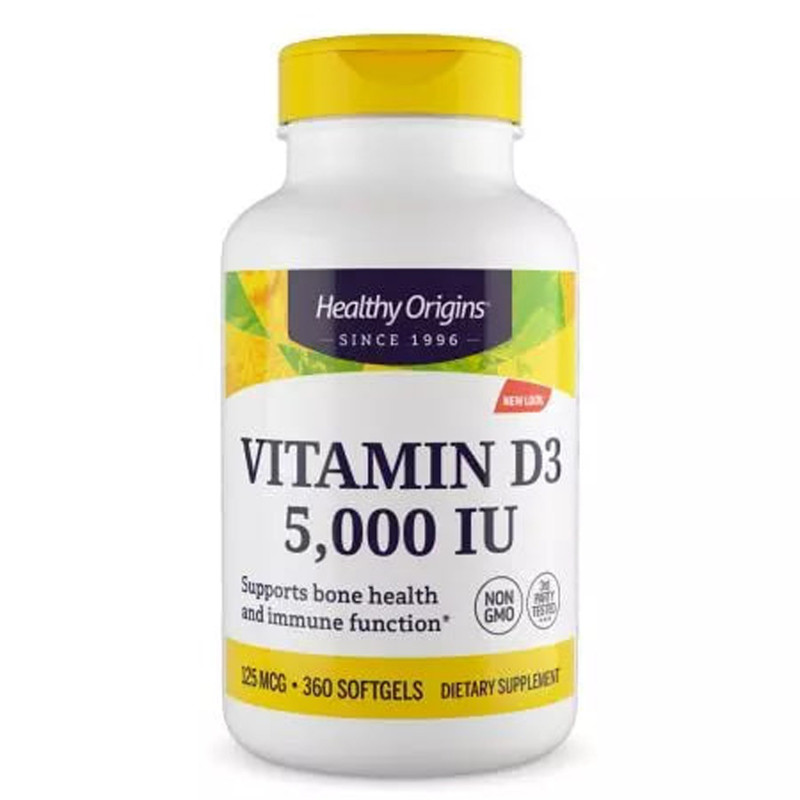 Вітамін D3 в олії МСТ, Vitamin D3 in MCT Oil, Healthy Origins, 5000 МО, 360 гелевих капсул
