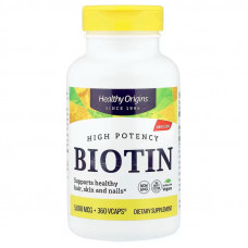 Біотин, Biotin, Healthy Origins, висока концентрація, 5000 мкг, 360 вегетаріанських капсул
