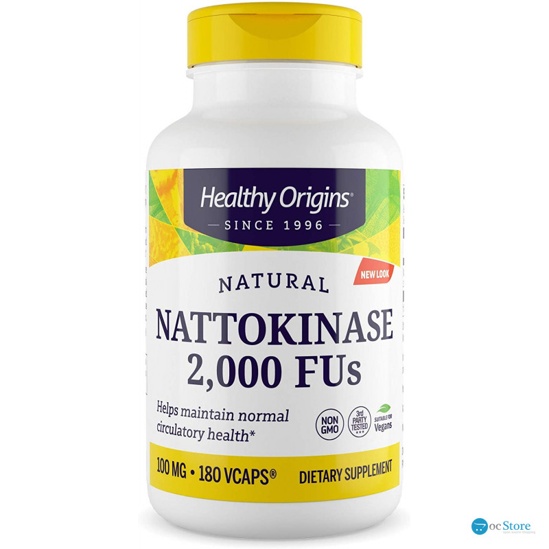 Наттокіназа, Nattokinase 2,000 FU's, Healthy Origins, 100 мг, 180 капсул