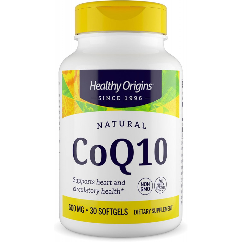 Коензим Q10, Healthy Origins, Kaneka Q10 (CoQ10), для здоров'я серця та клітинної енергії, ферментований дріжджами, 600 мг, 30 капсул