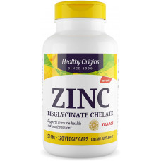 Цинк бісгліцинат, Zinc, Healthy Origins, 50 мг, 120 вегетаріанських капсул