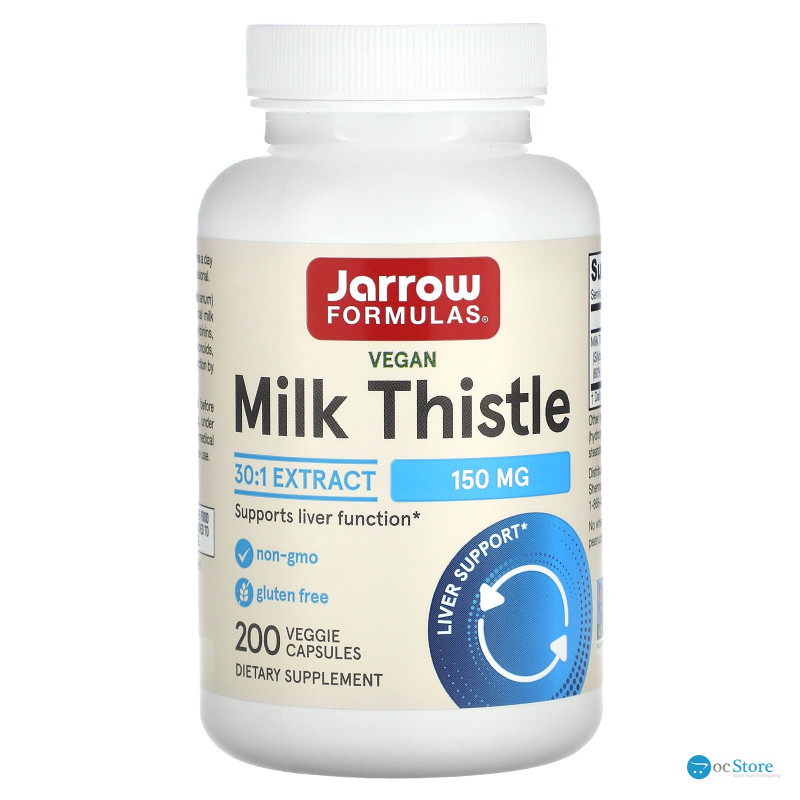 Розторопша (Milk Thistle), Jarrow Formulas, стандартизована, 150 мг, 200 вегетаріанських капсул