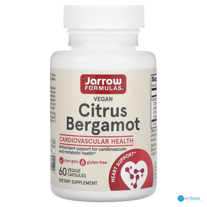 Бергамот, Citrus Bergamot, Jarrow Formulas, 500 мг, 60 рослинних капсул