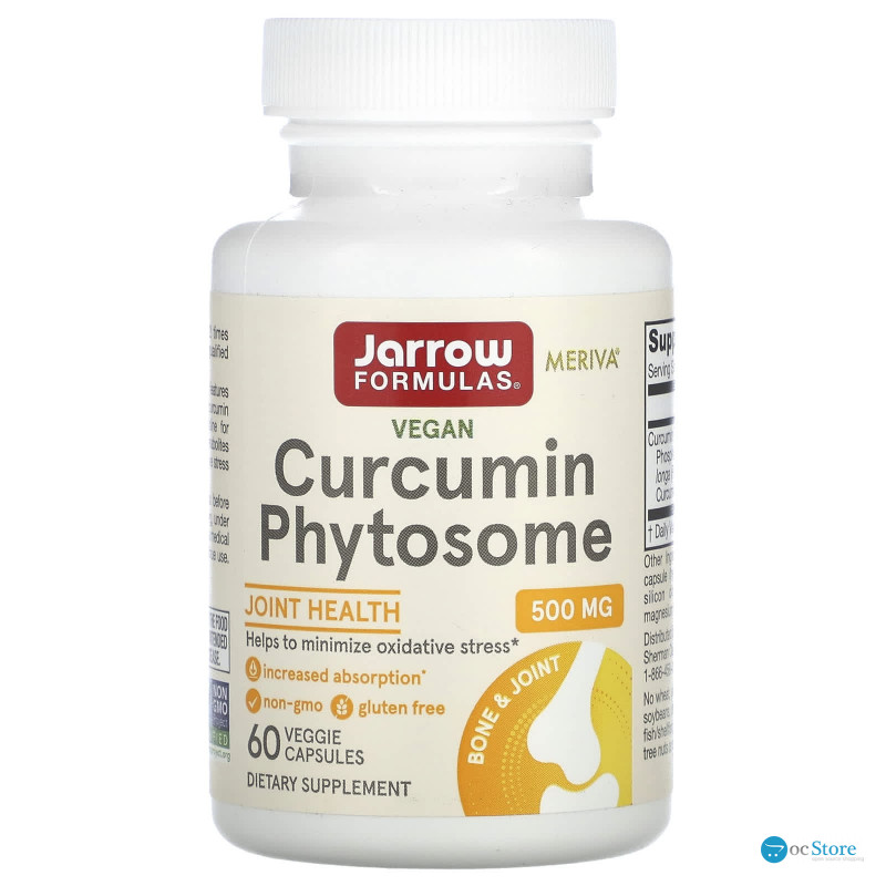 Куркумін, Vegan Curcumin Phytosome, Jarrow Formulas, 500 мг, 60 рослинних капсул