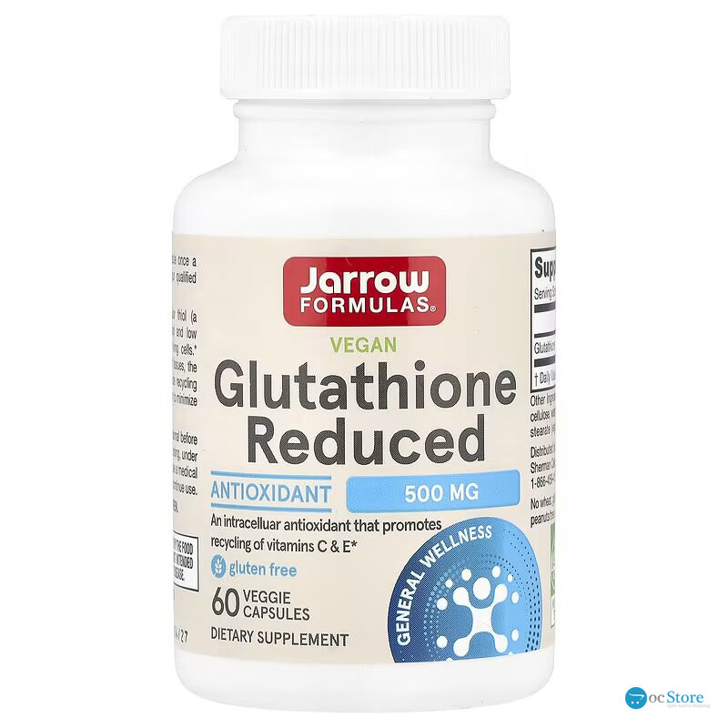 Глутатіон, Glutathione Reduced, Jarrow Formulas, зі зниженим вмістом, 500 мг, 60 веганських капсул
