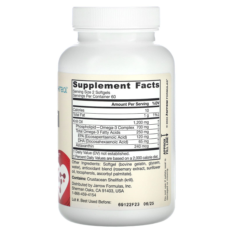 Масло криля, Krill Oil, Jarrow Formulas, 300 мг, 120 гелевих капсул