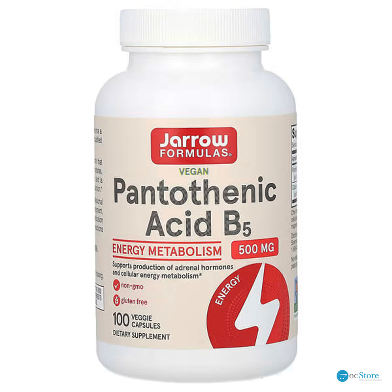 Пантотенова кислота, Pantothenic Acid B5, Jarrow Formulas, 500 мг, 100 капс.
