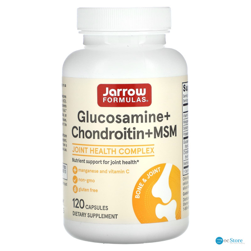 Глюкозамін Хондроітин і Метилсульфонілметан, Glucosamine + Chondroitin + MSM, Jarrow Formulas, 120 кап.