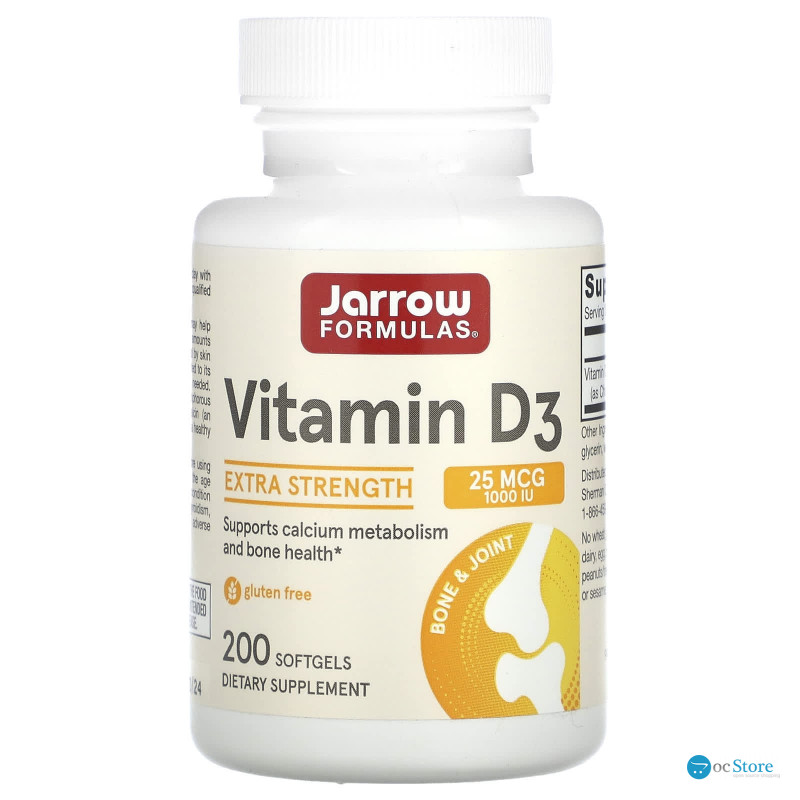 Вітамін D3, холекальциферол, Vitamin D3, Jarrow Formulas, 1000 МО, 200 гелевих капсул